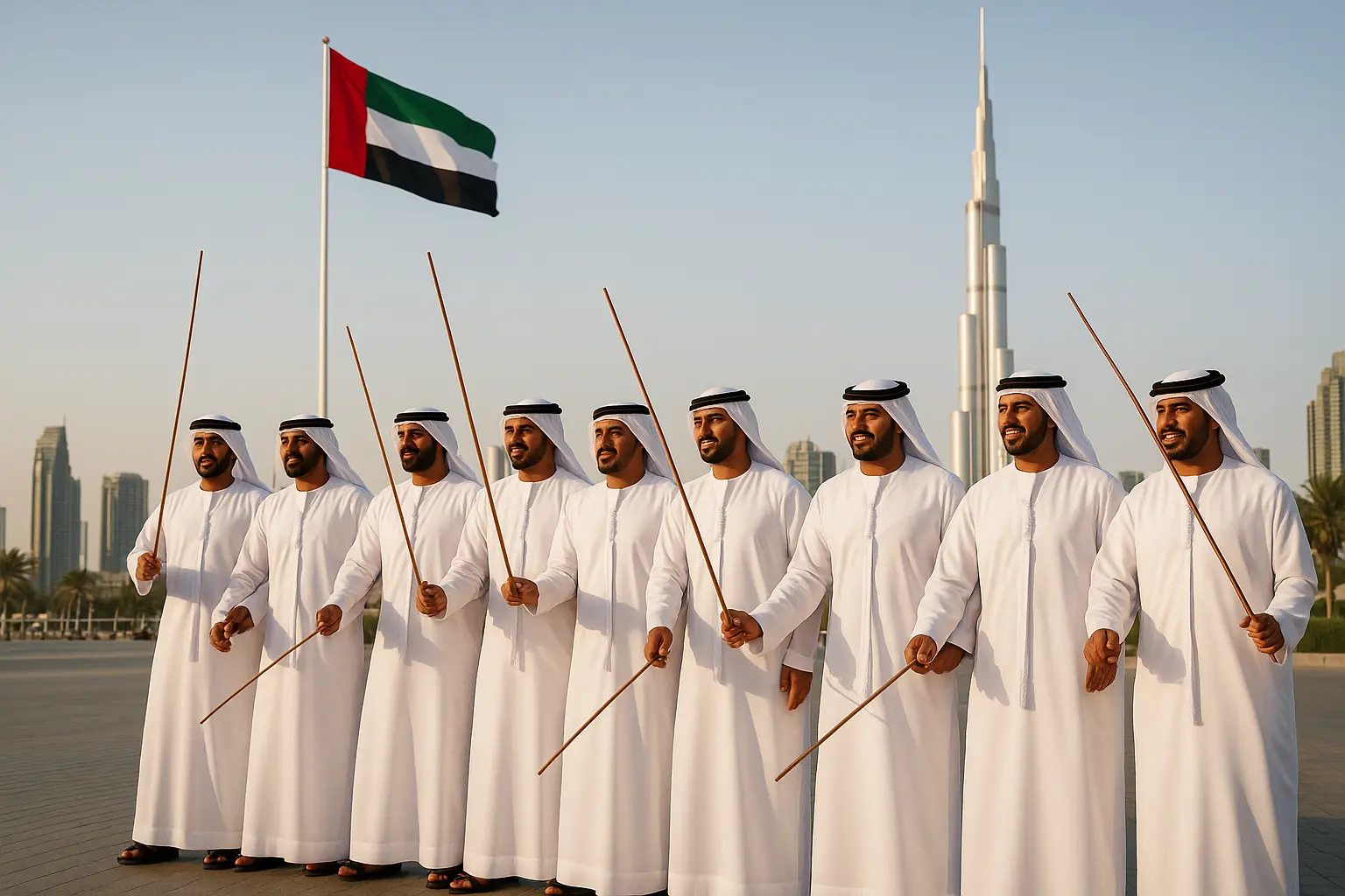 Professional Al Ayyala dance troupe performing for UAE National Day in Dubai