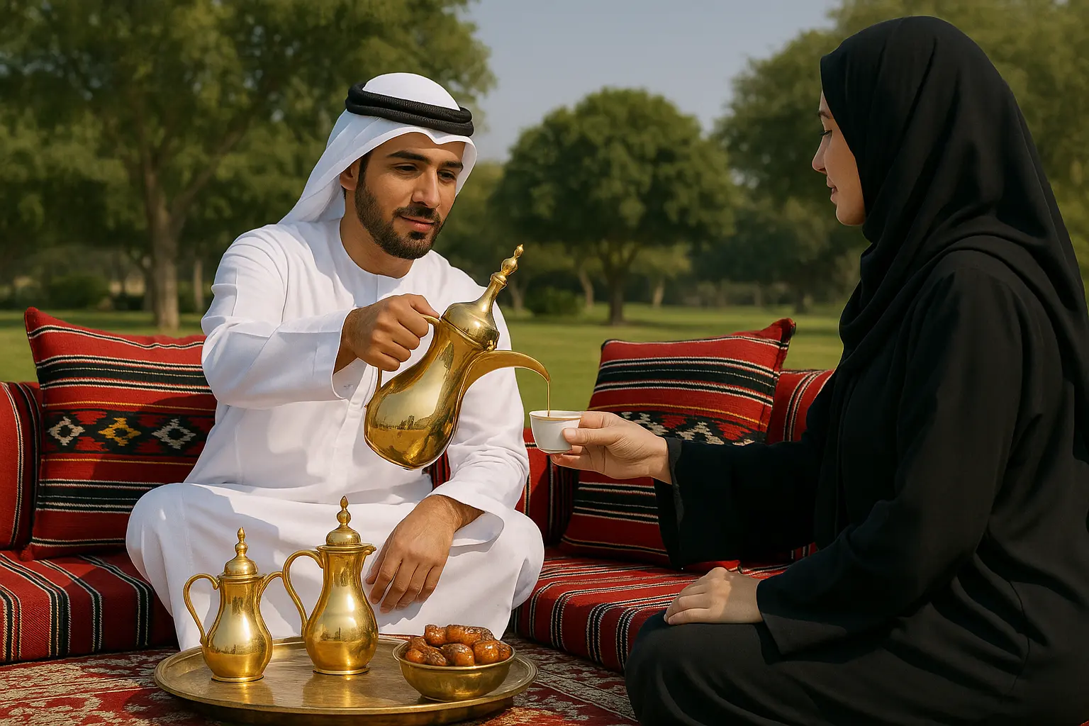 Arabic coffee Gahwa and Majlis welcome service setup in Dubai